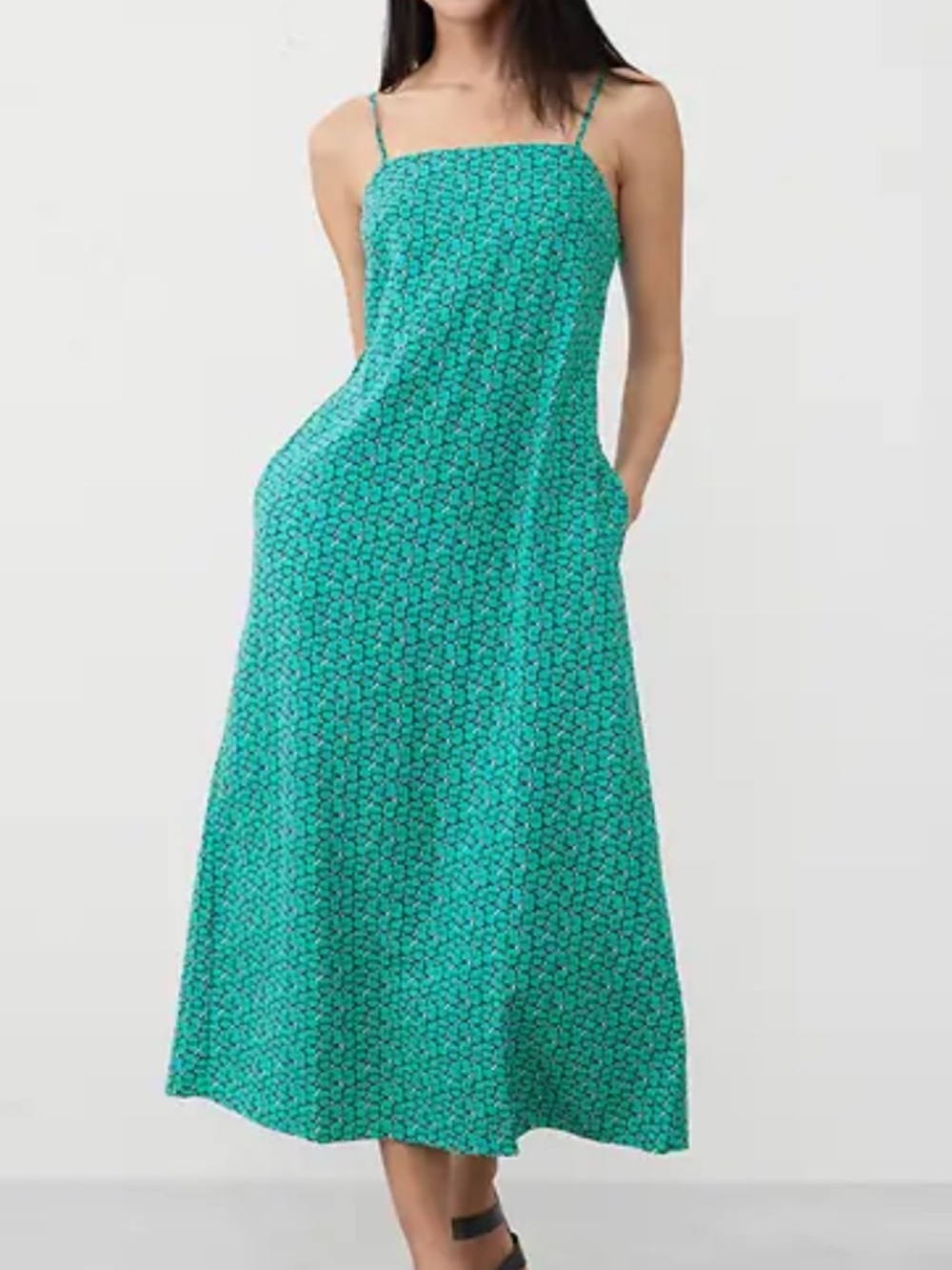 NWT J.Crew Small Petite Linen  Blend Midi Dress Turquoise Coastal Quiet Luxury